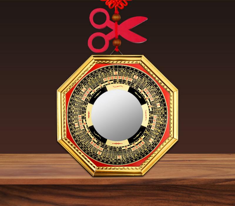 Alloy Gold-Edged Bagua Mirror with Concave-Convex Surface