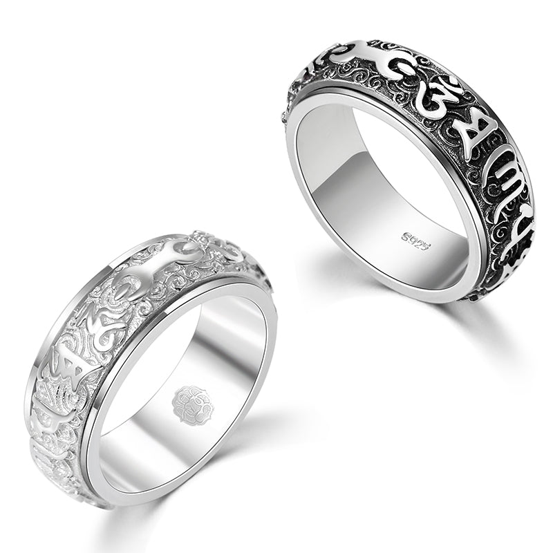 Taoist Consecrated Rotating Fortune Talisman S925 Sterling Silver Ring