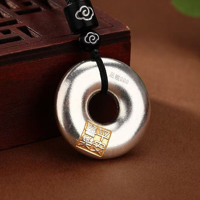 Taoist Consecrated Sterling Silver Peace Buckle Pendant Necklace