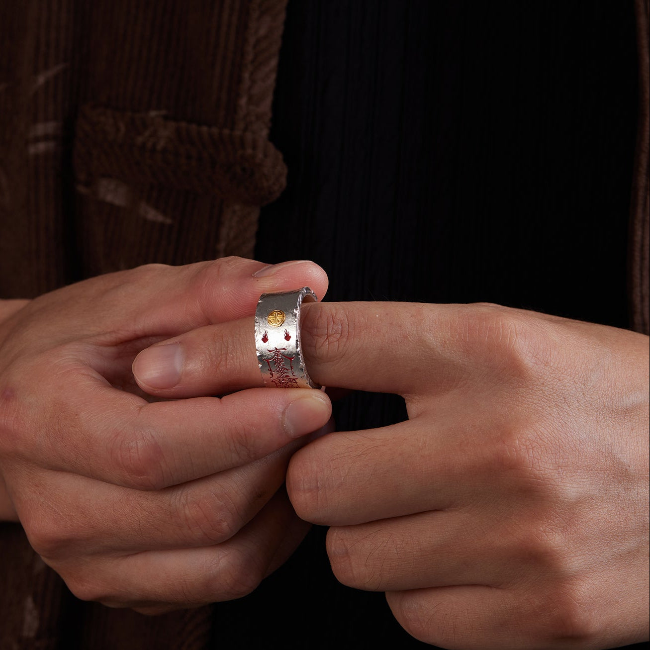 Taoist seal, Men's Ring 999 Sterling Silver