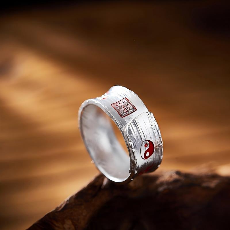 Shi Lai Yun Zhuan,Men's Ring 999 Sterling Silver Open-Back