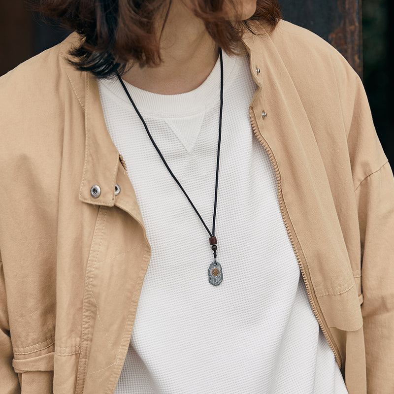 Taoist Consecrated 99 Sterling Silver Eight Guardian Deities Pendant Necklace