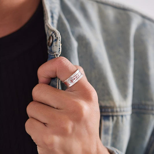 Shi Lai Yun Zhuan,Men's Ring 999 Sterling Silver Open-Back