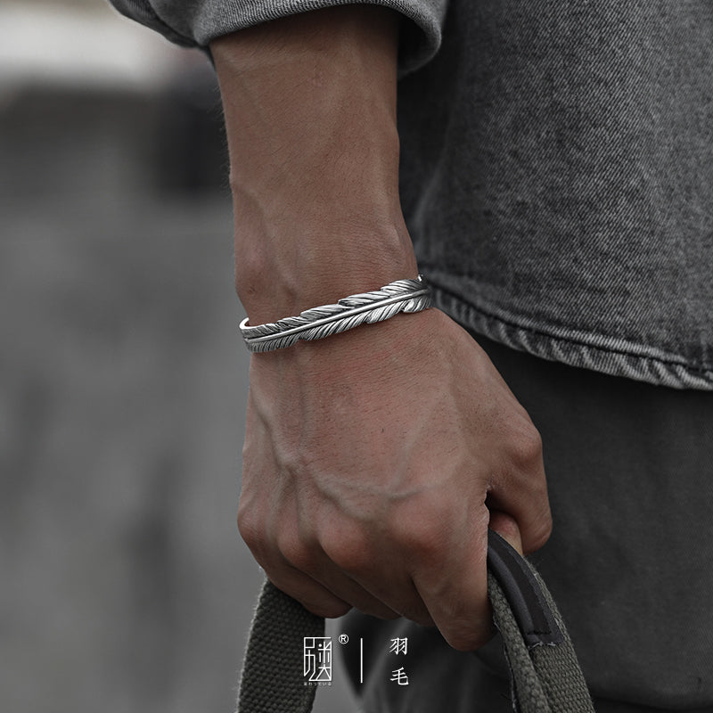 Open-Cuff Sterling Silver Bracelet Fashionable Silver Bangle