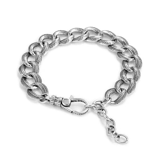 Taoist Consecrated S925 Silver Feather Chain Bracelet