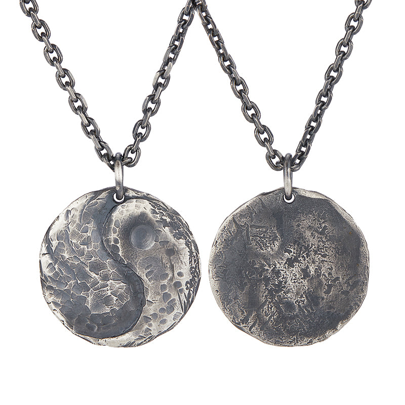 Handcrafted Vintage Sterling Silver Tai Chi Round Pendant Jewelry