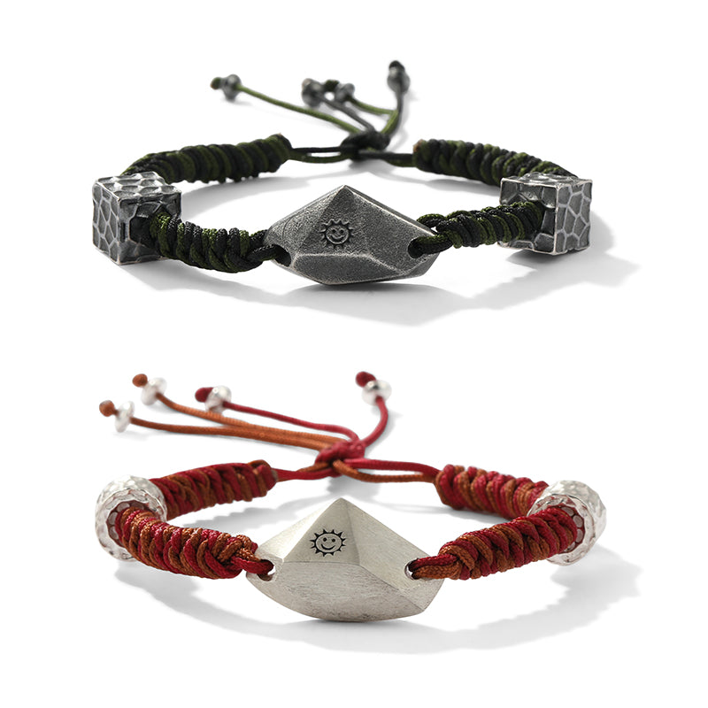 Handcrafted sterling silver red cord zodiac year bracelet
