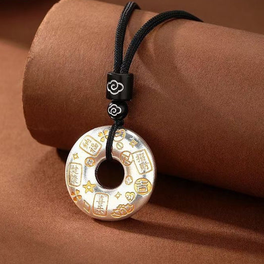 Taoist Consecrated Sterling Silver Peace Buckle Pendant Necklace