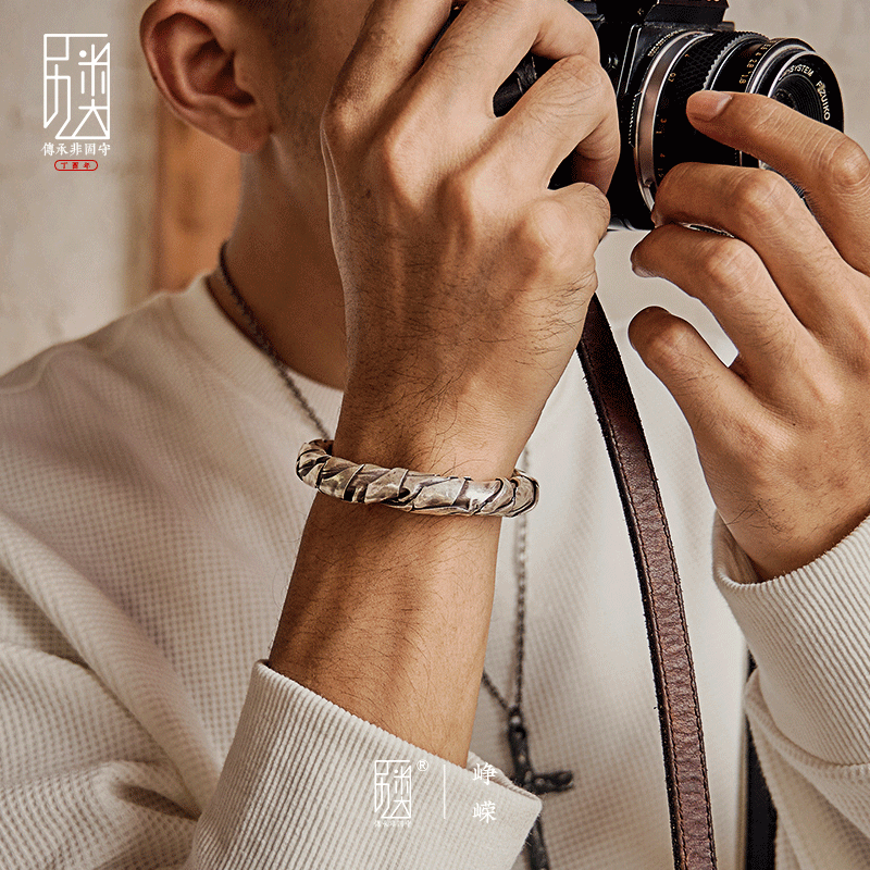 Woven pure silver bracelet