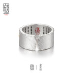 999 Sterling Silver Open Ring with Gold-Plated Design and Chain Detail
