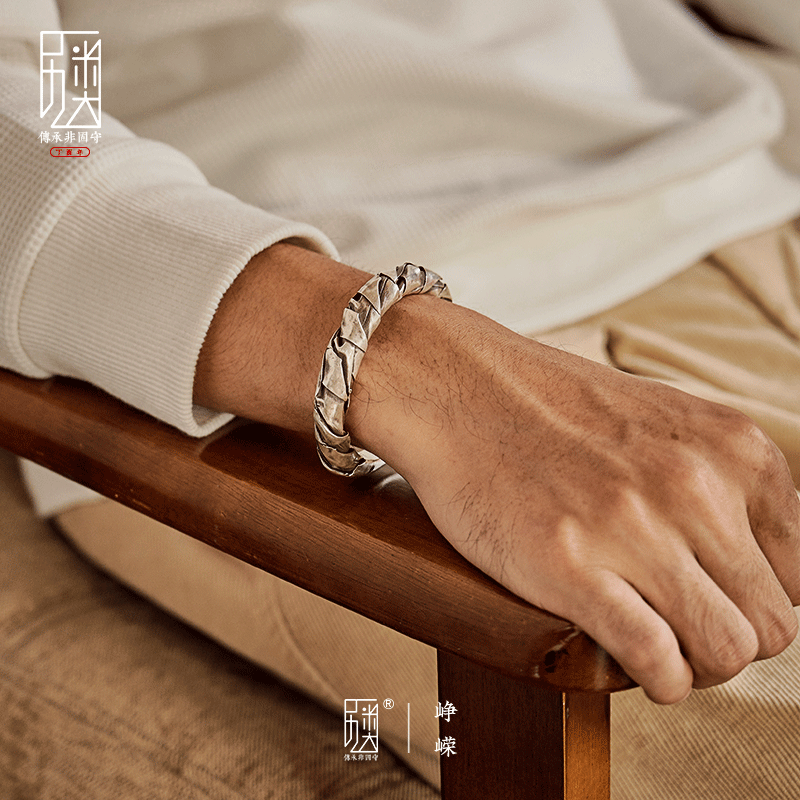 Woven pure silver bracelet