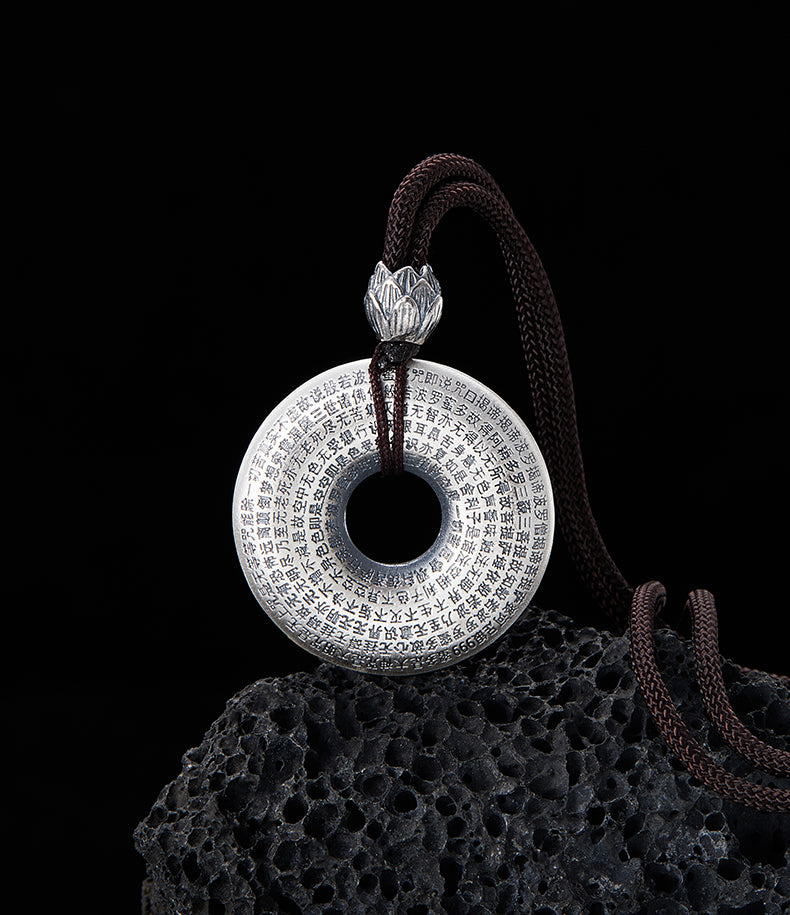 Sterling Silver Auspicious Eight Treasures Necklace Pendant