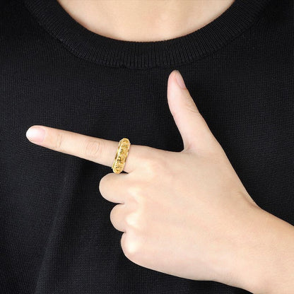 Taoist Consecrated Rotating Fortune Talisman Titanium Steel Ring