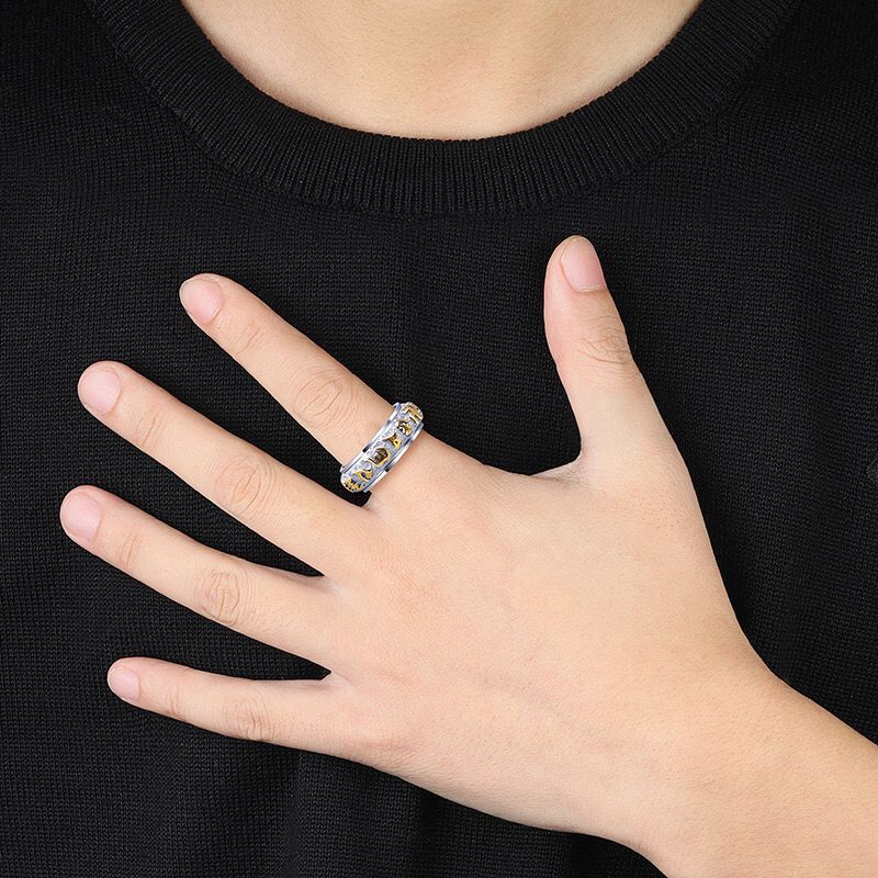 Taoist Consecrated Rotating Fortune Talisman Titanium Steel Ring