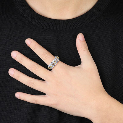 Taoist Consecrated Rotating Fortune Talisman Titanium Steel Ring