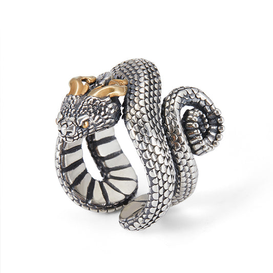 Taoist Consecrated S925 Silver Serpent-Dragon Transformation Ring